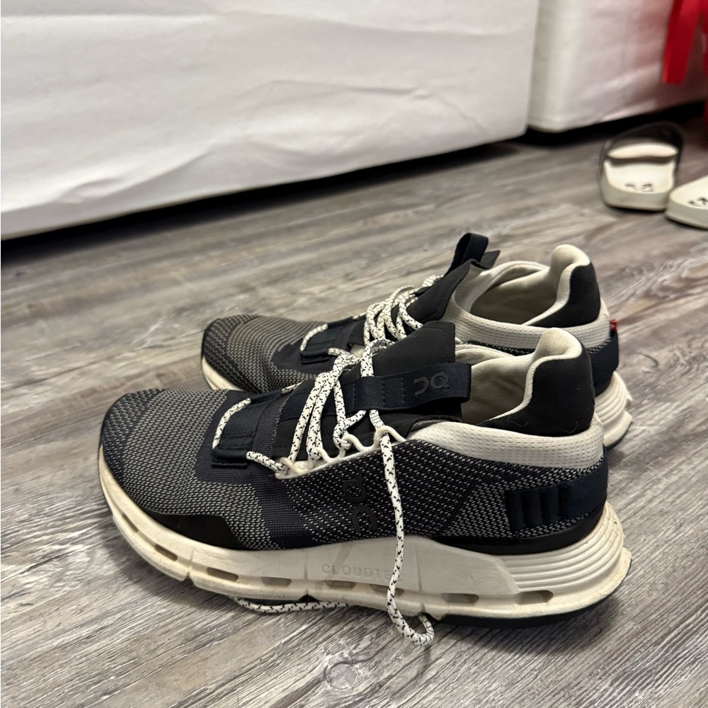 On Running Women’s Black and White Cloudnova 2 Running Shoes